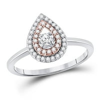 10K dvotonski zlatni okrugli dijamantski suzarci solitaire prsten CTTW