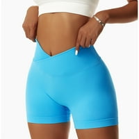 Huachen ženske rastezljive kratke hlače za teretanu s visokim strukom za trčanje jednobojne sportske elastične