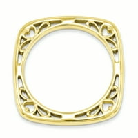 Izrazi slaganja Sterling srebrni polirani pozlaćeni kvadratni prsten