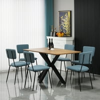 Miniyam trpezarijske stolice Set od 6, tapacirana bočna stolica sa akcentom sa naslonom i hromiranim nogama, plava