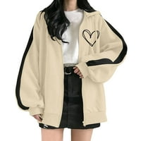 drpgunly Trench Coats za žene Zip Up Fashion Oversized Plain comfy Hooded Cute Jackets, zimski kaputi