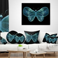 Designart svijetloplavi fraktalni leptir u tamnom-apstraktni jastuk za bacanje - 12x20