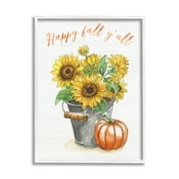 Stupell Indtries Happy Fall Y'all Pozdrav Sunflower Tin Bucket Pumpkin, 30, dizajn Nan