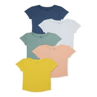 Wonder Nation djevojke Kid Tough Crewneck T-Shirt sa kratkim rukavima, 5-Pack, veličine 4 - & Plus