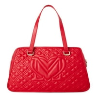 Love Moschino ženska crvena sjajna prošivena torba za kupovinu