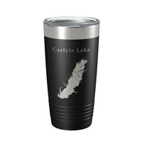 Carlyle Lake Map Tumbler putna šolja izolovana laserskom graviranom šoljom za kafu Illinois Oz Black