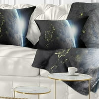 Designart pogled na zemlju sa dnevnim i noćnim efektom - apstraktni jastuk za bacanje - 18x18
