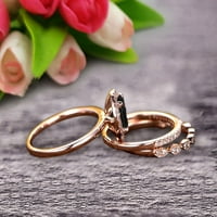2. Carat okrugli rez Crni Dijamant Moissanite vjenčani prsten Set dijamant odgovarajući bend 10k Rose