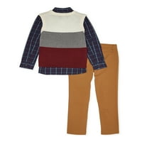 Komplet odijela za dječake Wonder Nation sa džemperom, košuljom na kopčanje i pantalonama od Kepera, 3-dijelni