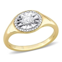 Miabella ženski karatni Ovalni rez T. W. Diamond 14kt dvobojni verenički prsten sa Halo pečatom od žutog