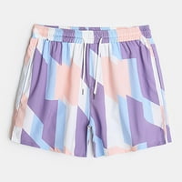 Jsaierl kratke hlače za plažu za muškarce ljetne štampane Ležerne hlače hlače za plažu ljubičasti uzorak