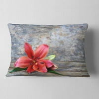 Designart prelijepi pali cvijet Crvenog Ljiljana - jastuk za bacanje cvijeća-12x20