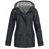 Tdoqot Casual Jackets - čvrsta jakna za kišu na otvorenom Plus vodootporna kabanica sa kapuljačom otporna na vjetar Crna XXXXXL