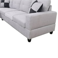 Hommoo kauč sofa Set, moderna Sofa u obliku slova L, Chenille Finish sekcijski set za stan, Off-White