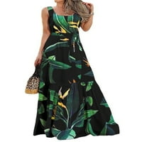 Voguele ženske tenkovske haljine Maxi haljine s cvjetnim printom bez rukava ljetna plaža sarafan Party