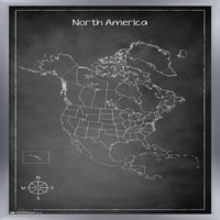Mapa Kredom - Zidni Poster Sjeverne Amerike, 22.375 34